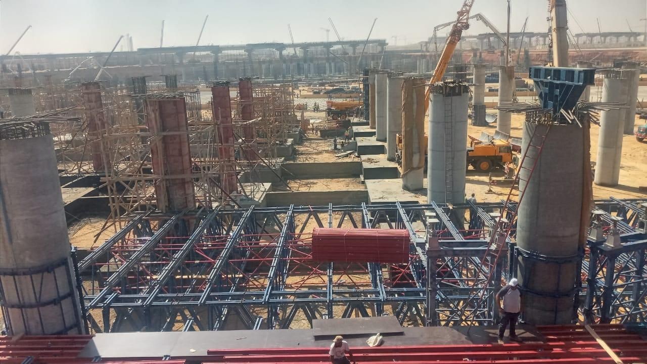 Temporary metal reinforcement system used in major construction projects.